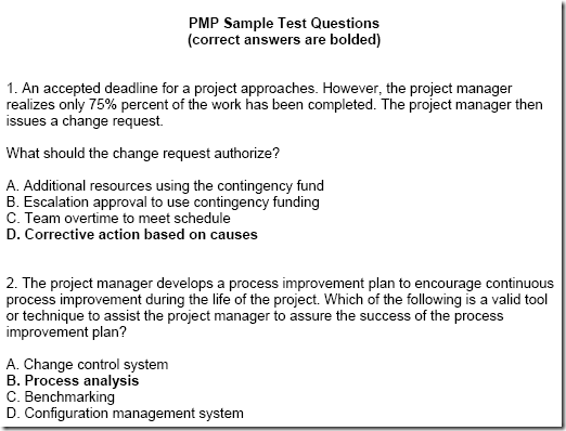 PMP Sample Questions